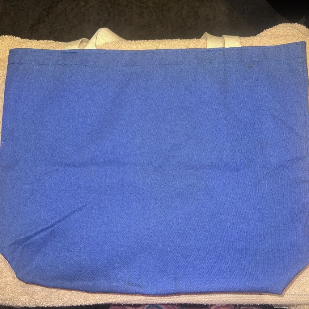 Seattle Pike Place Market Blue Canvas Shopping Tote Bag Y2K Great Condition